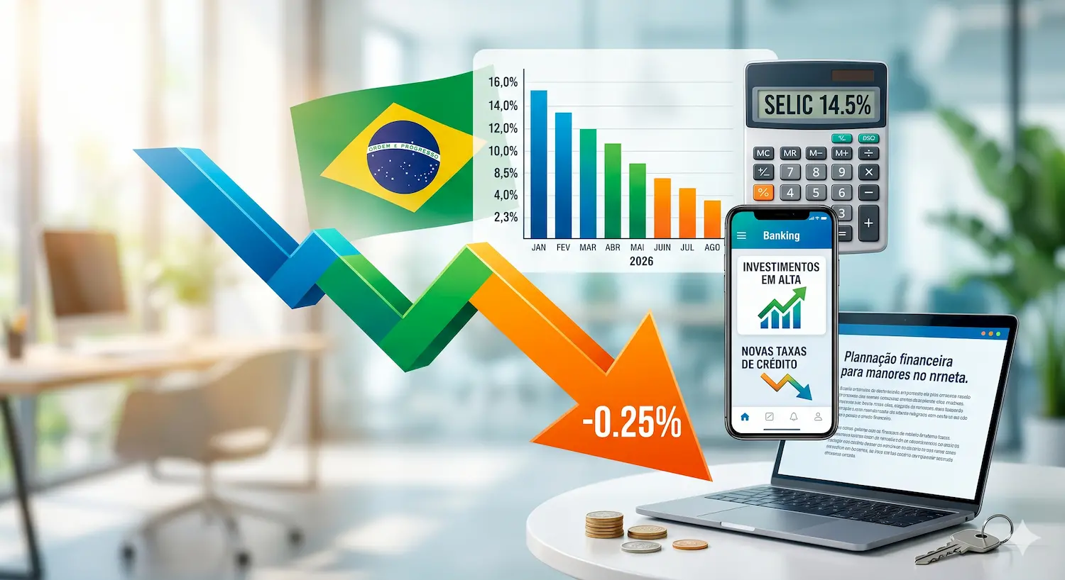 Copom baixa taxa selic em 0.25%